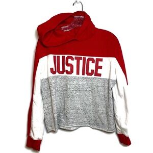 Justice Girls Hoodie Colorblock Cropped Logo Hood Pullover sz 18/20